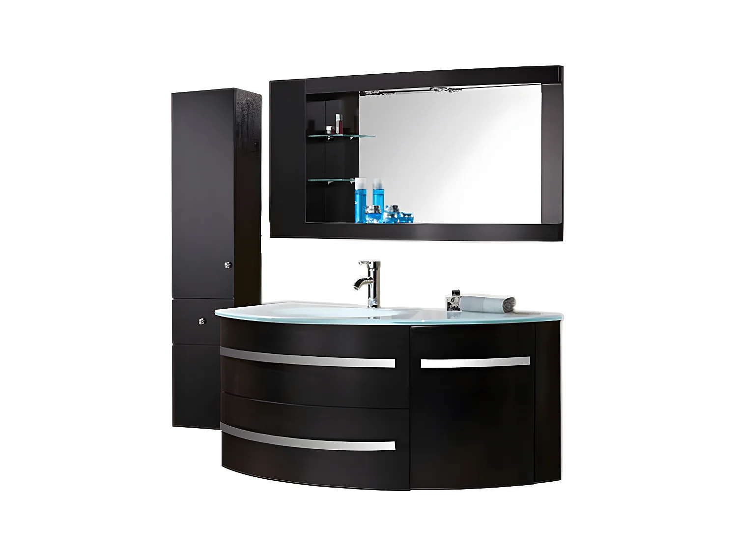 Meuble de Salle de Bain 120 cm Colonne et Lavabo inclus – Alicia