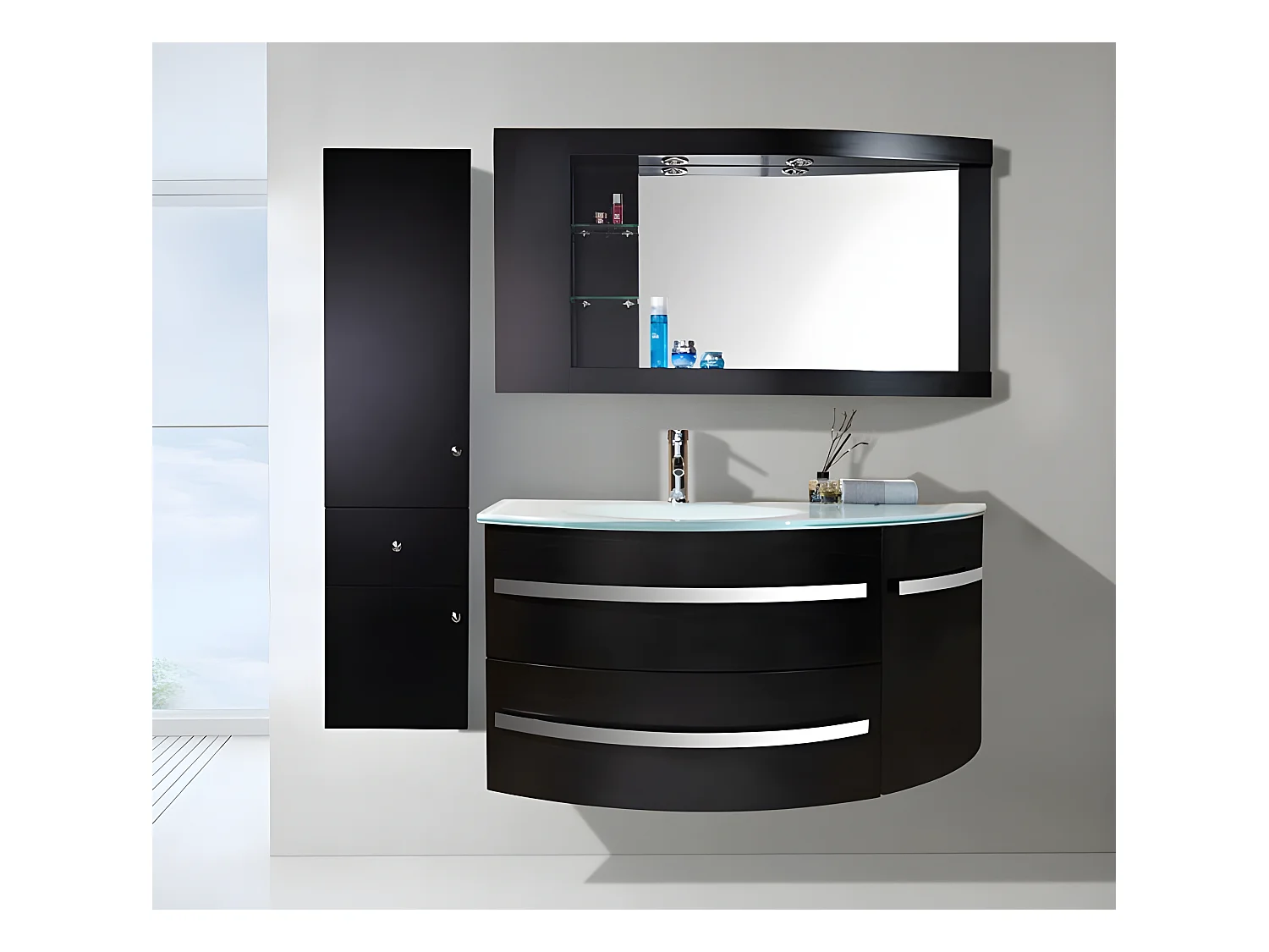 Meuble de Salle de Bain 120 cm Colonne et Lavabo inclus – Alicia