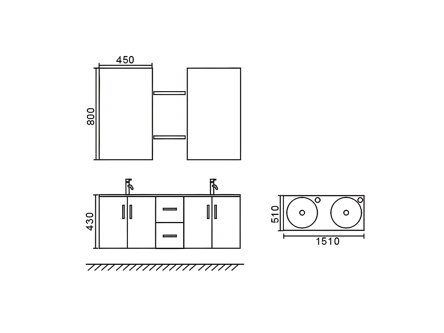 Mobile Bagno Bianco 151 cm Lavabo Incluso – Gracie