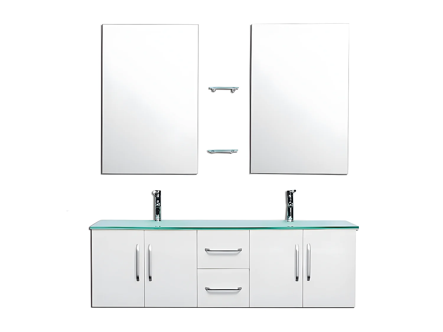 Meuble de Salle de Bain blanc 151 cm Lavabo inclus – Gracie