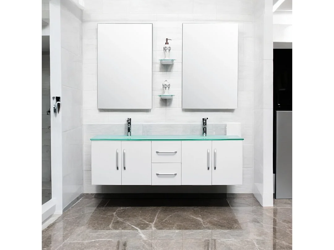 White Bathroom Vanity Unit 151 cm with Basin Included – Gracie