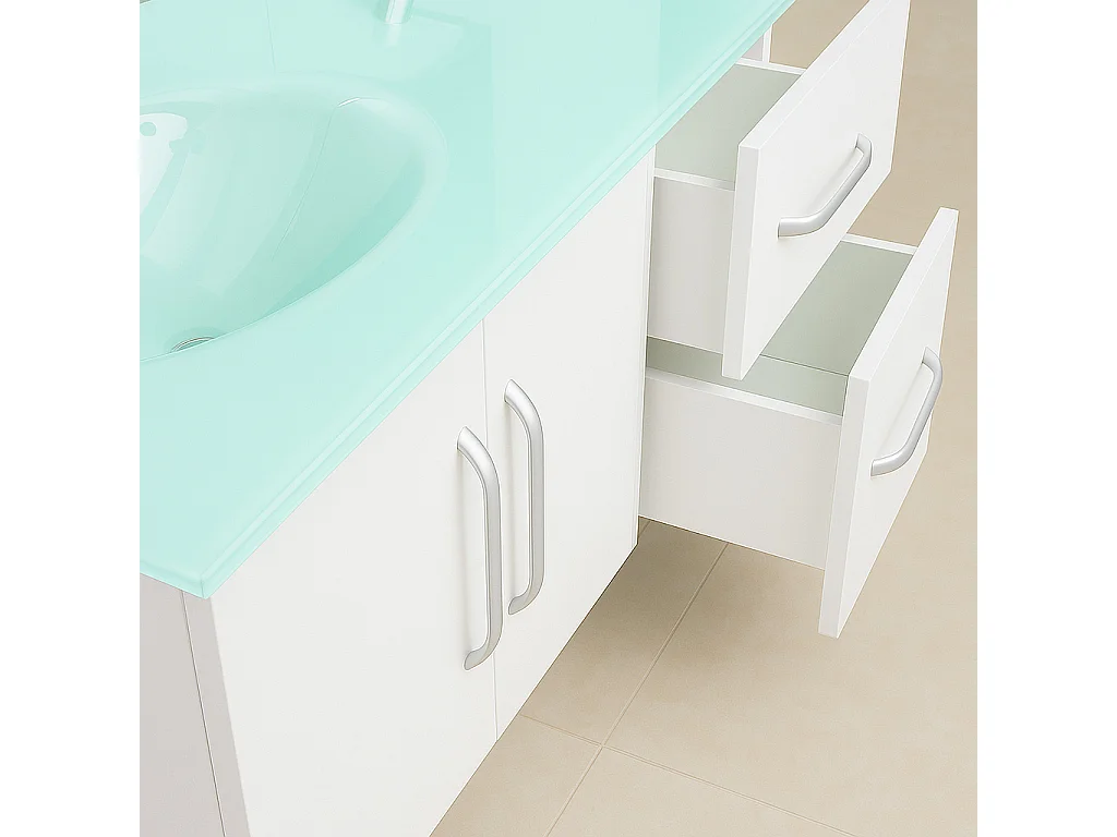 White Bathroom Vanity Unit 151 cm with Basin Included – Gracie