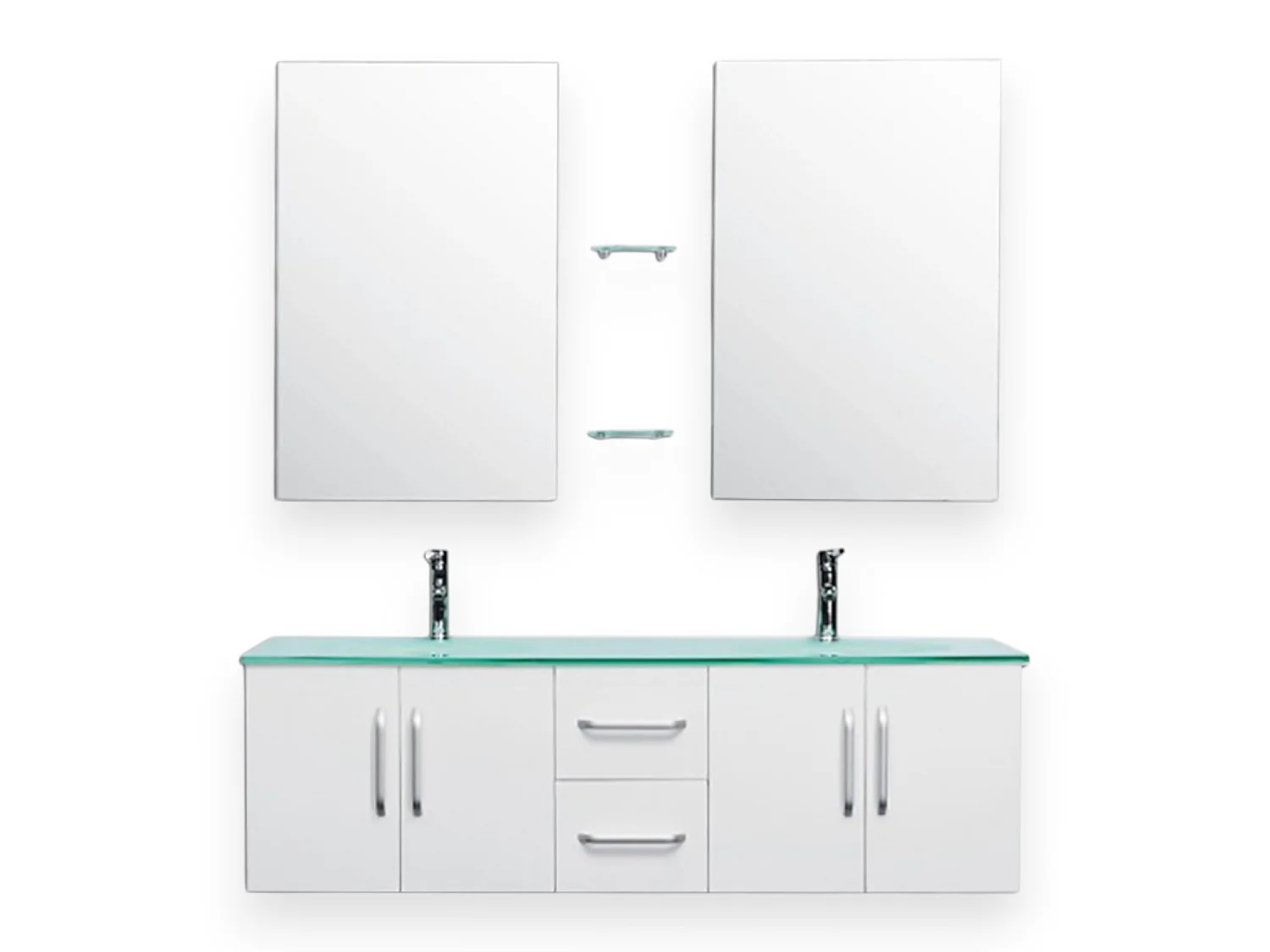 White Bathroom Vanity Unit 151 cm with Basin Included – Gracie
