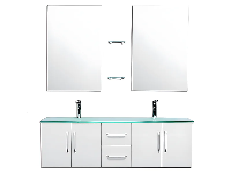Meuble de Salle de Bain blanc 151 cm Lavabo inclus – Gracie