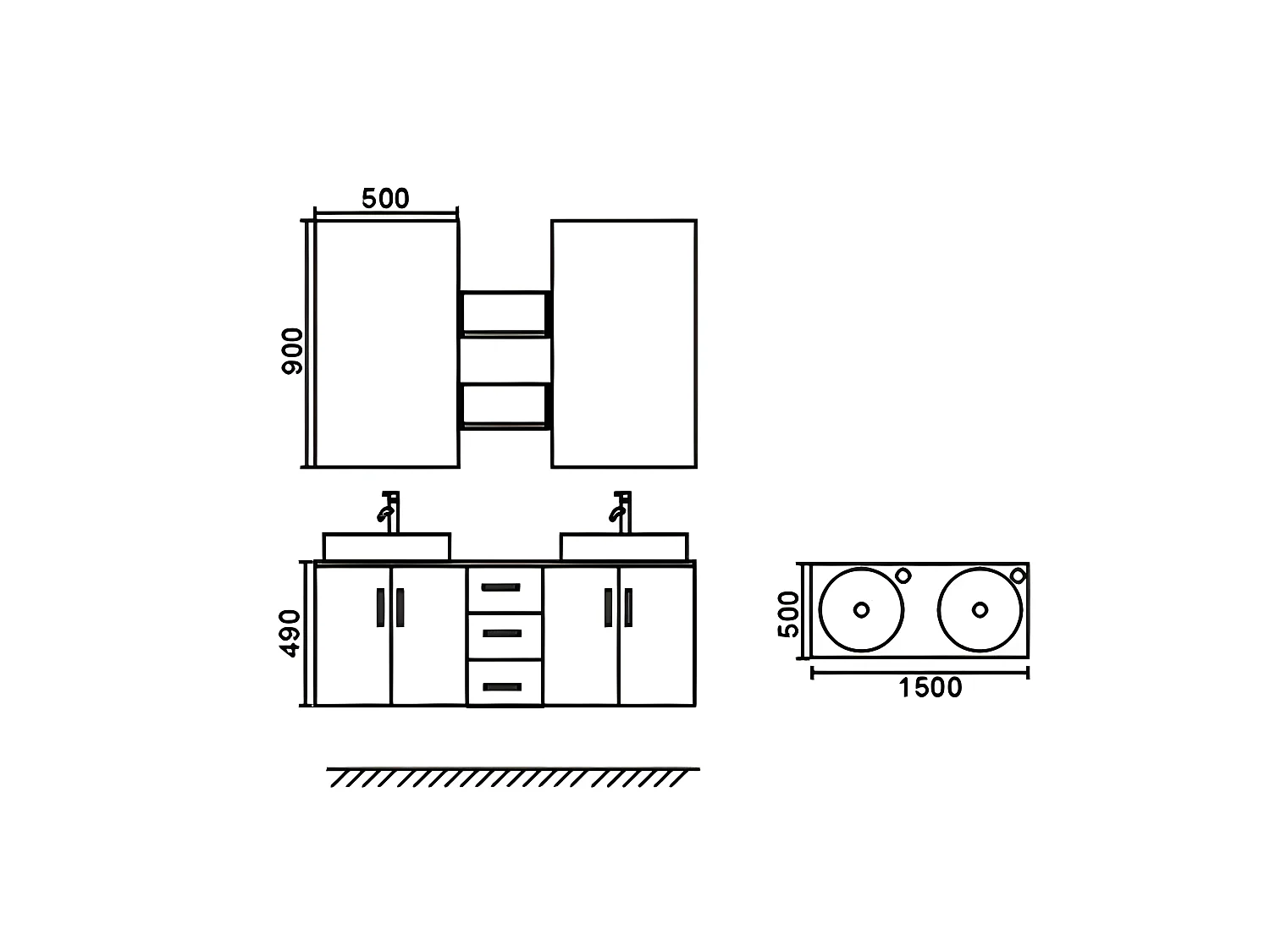 Meuble de Salle de Bain 150 cm Lavabo inclus – Betty