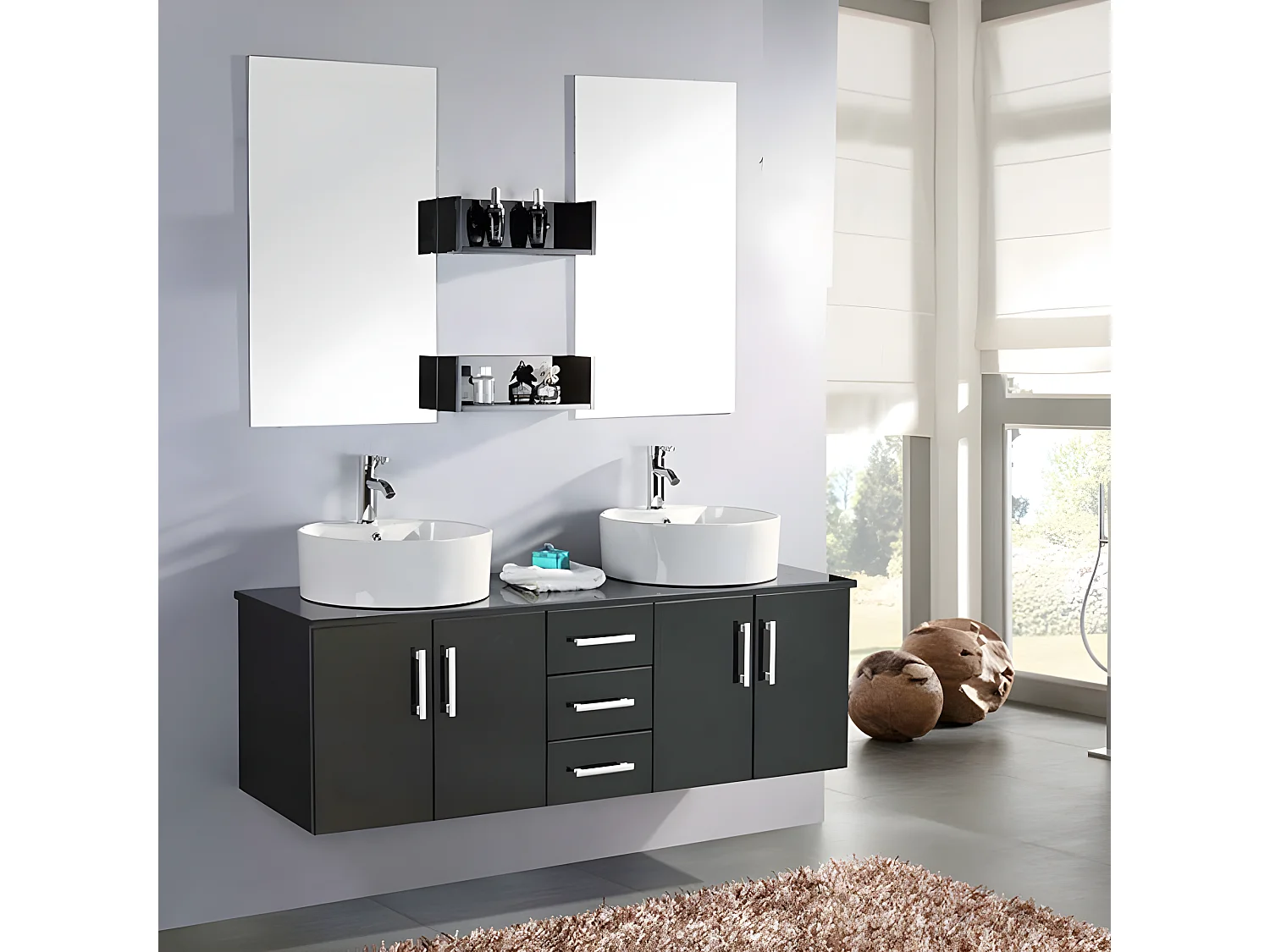 Móvel de banheiro preto 150 cm com com Lavatório - Betty