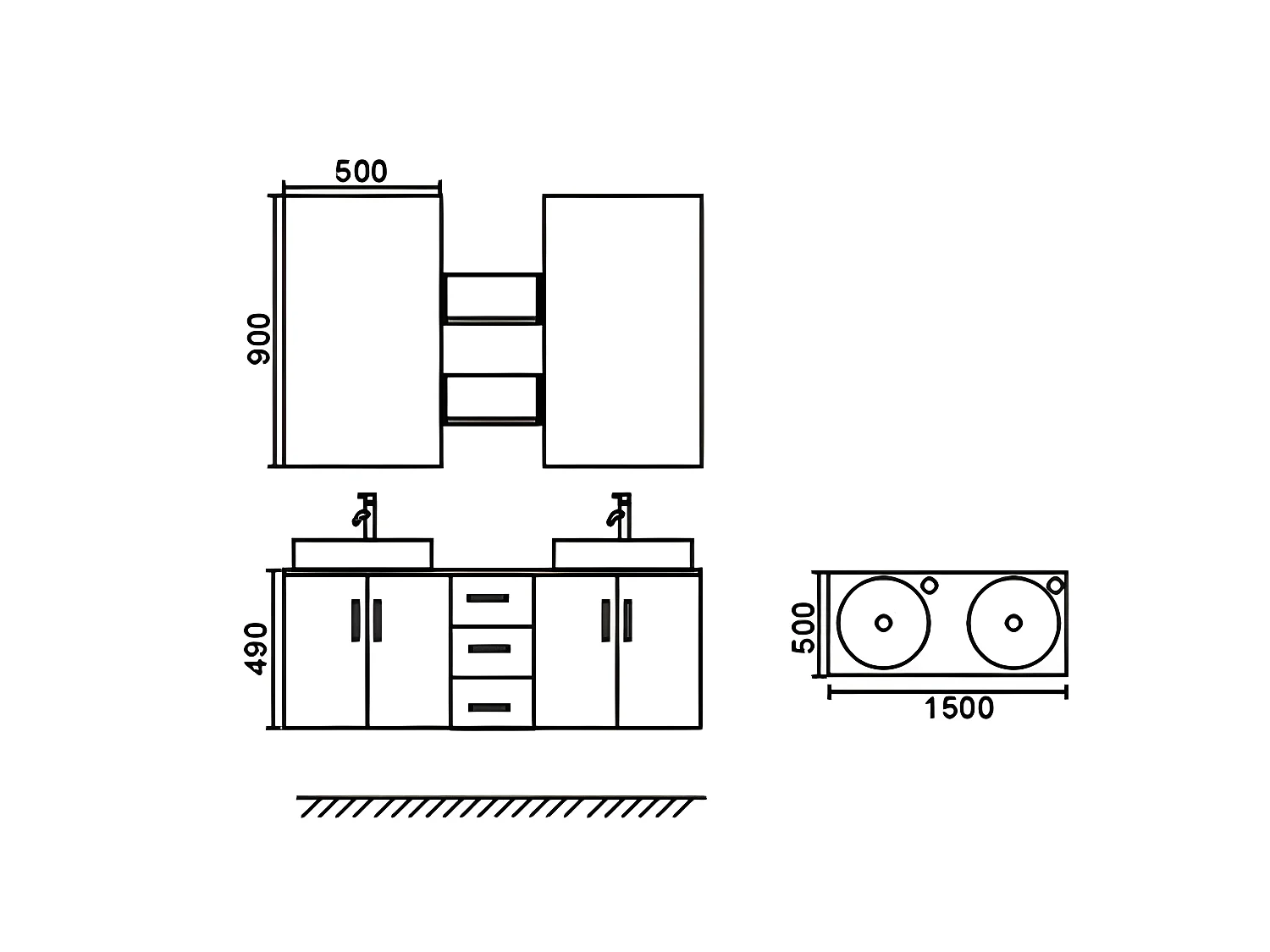Móvel de banheiro preto 150 cm com com Lavatório - Betty