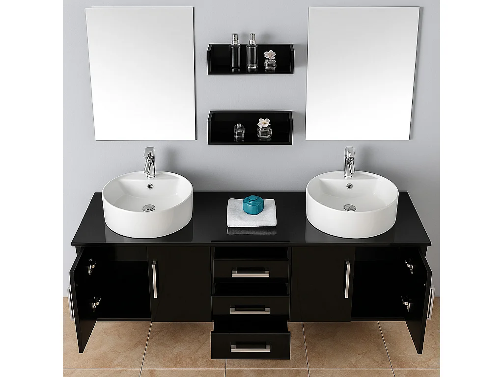 Mobile Bagno nero 150 cm Lavabo Incluso – Betty