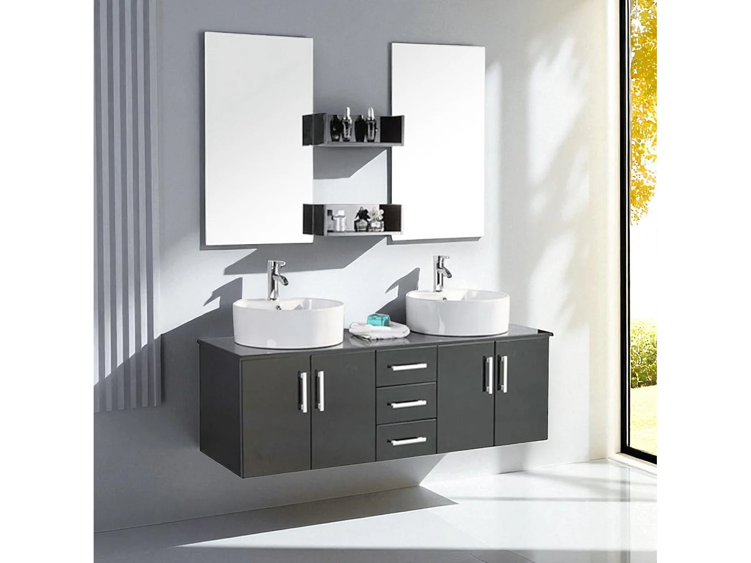 Black Bathroom Vanity Unit 150 cm with Basin Included – Betty