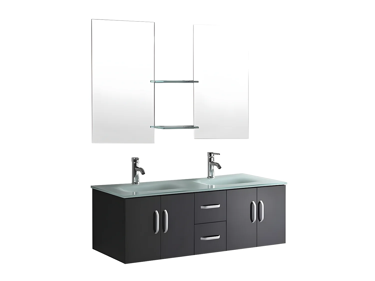 Badezimmer-Set 151 cm Schwarz Waschbecken inklusive - Ginger