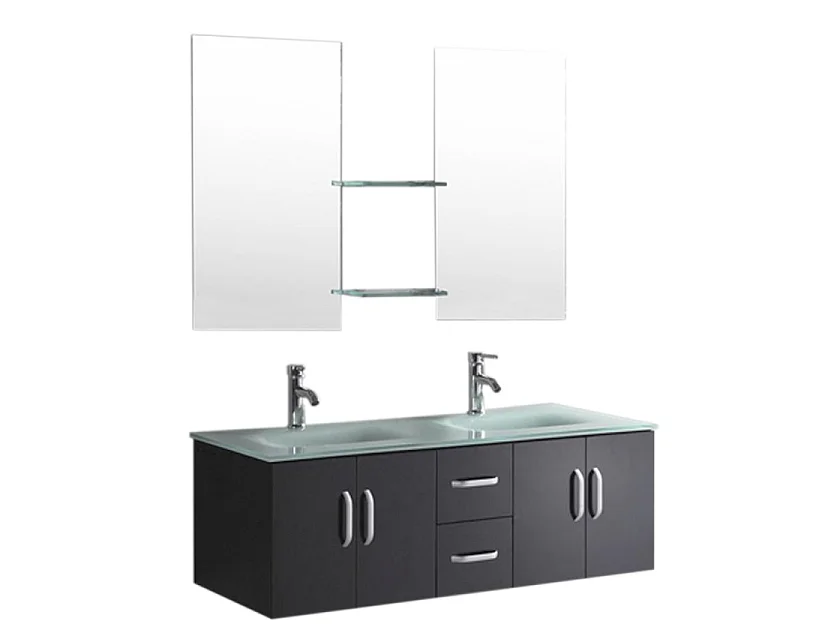 Meuble de Salle de Bain noir 151 cm Lavabo inclus – Ginger