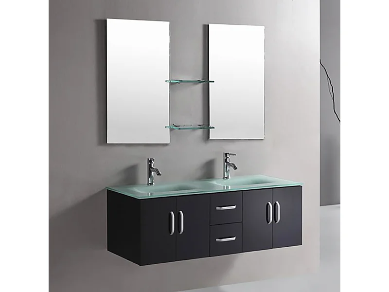 Meuble de Salle de Bain noir 151 cm Lavabo inclus – Ginger