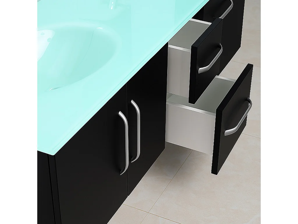 Meuble de Salle de Bain noir 151 cm Lavabo inclus – Ginger