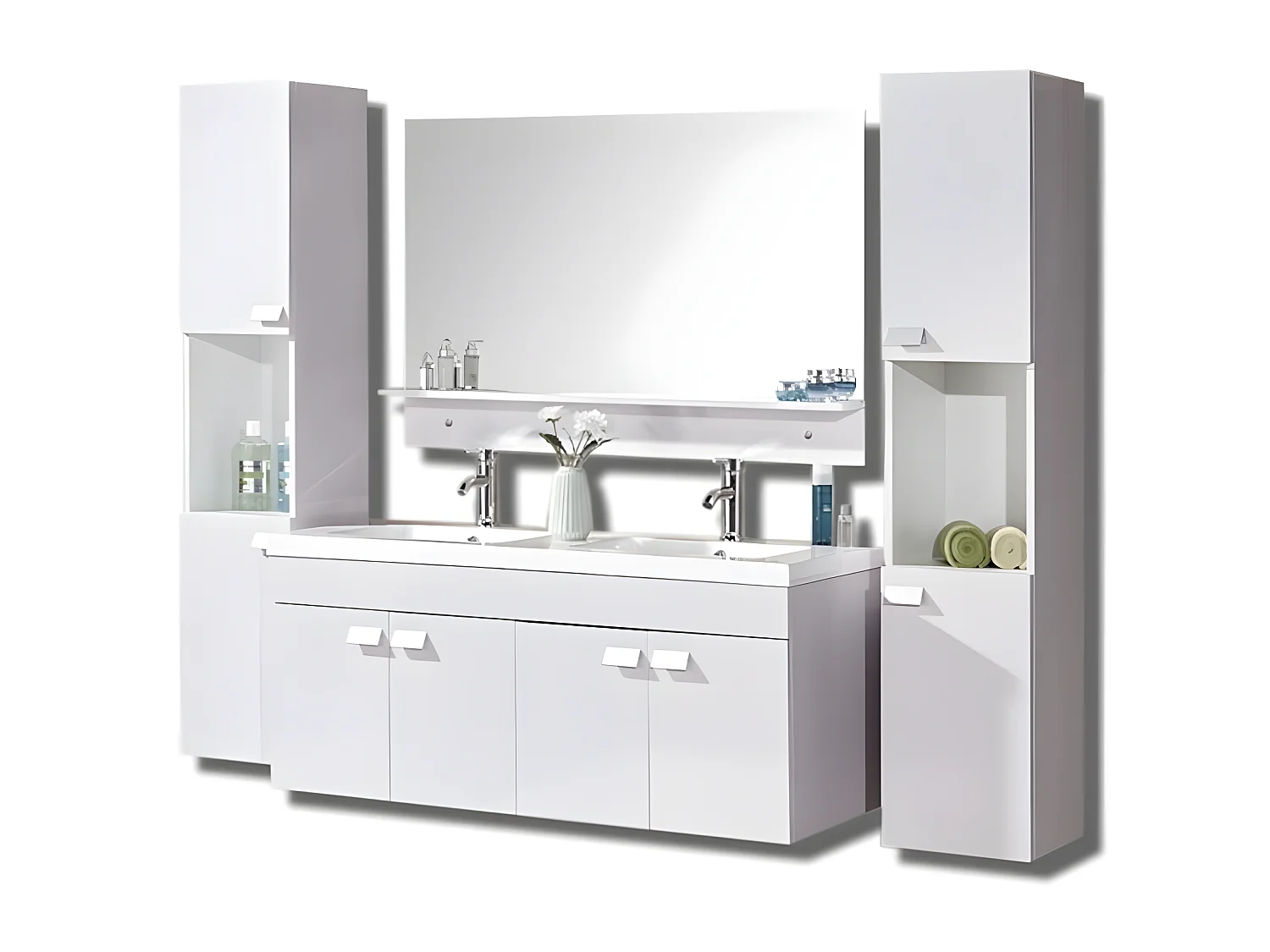 Meuble de Salle de Bain 120 cm Colonnes et Lavabos inclus – Bernice