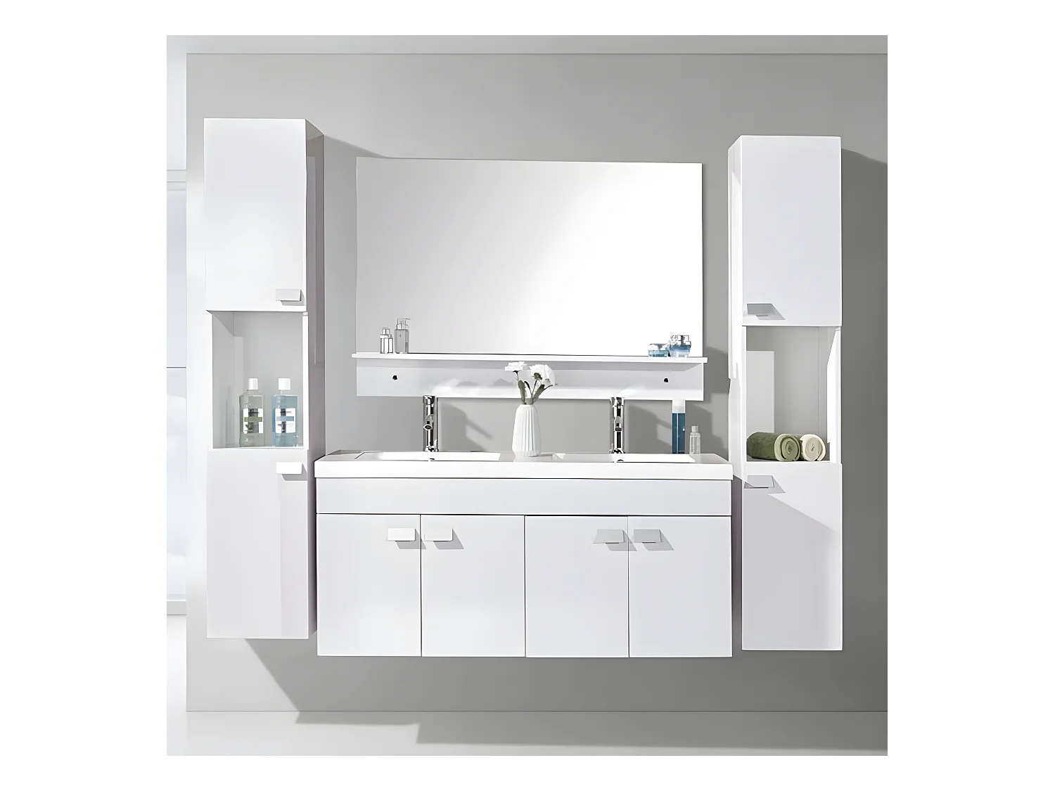 Meuble de Salle de Bain 120 cm Colonnes et Lavabos inclus – Bernice