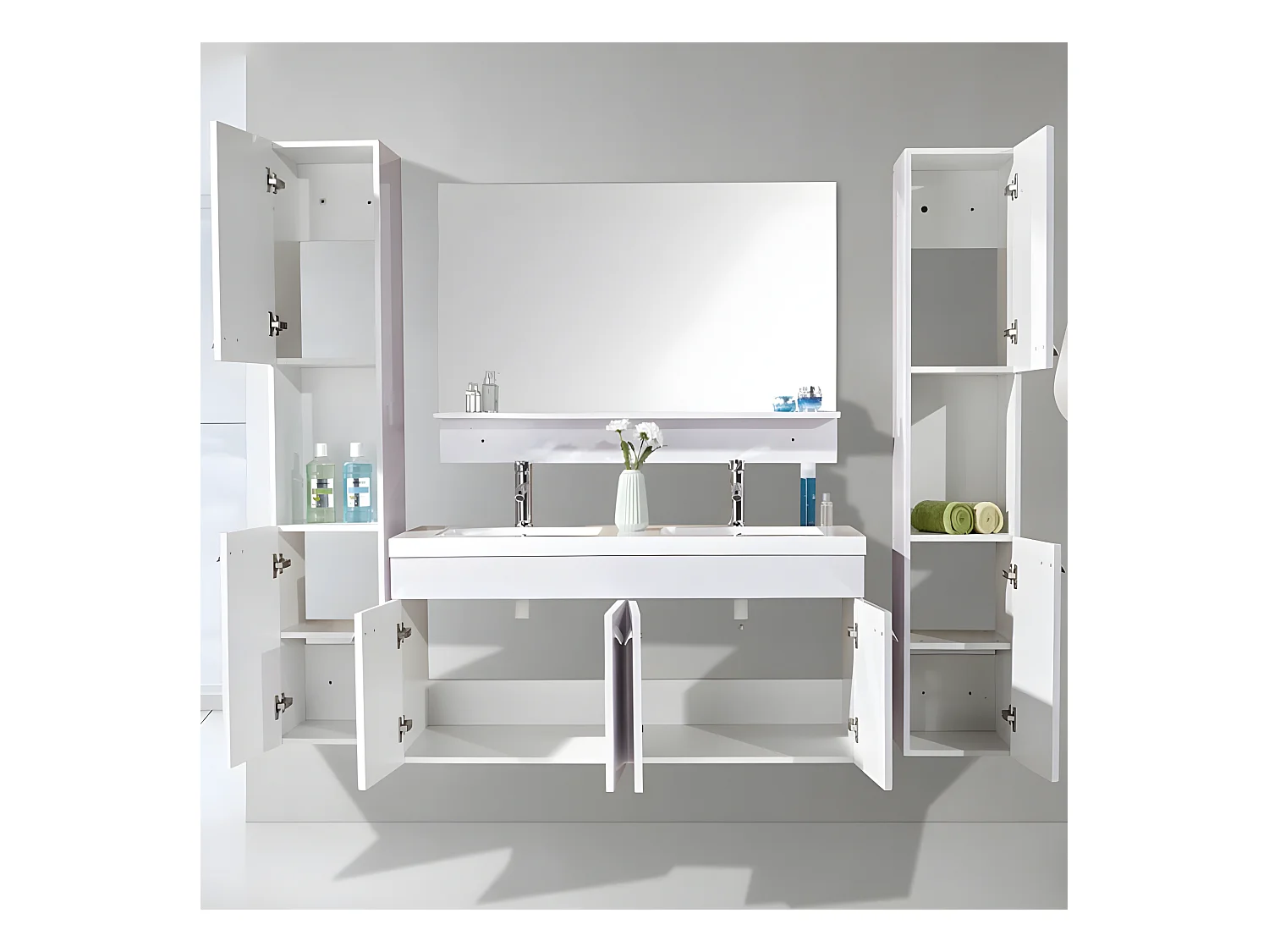 Meuble de Salle de Bain 120 cm Colonnes et Lavabos inclus – Bernice