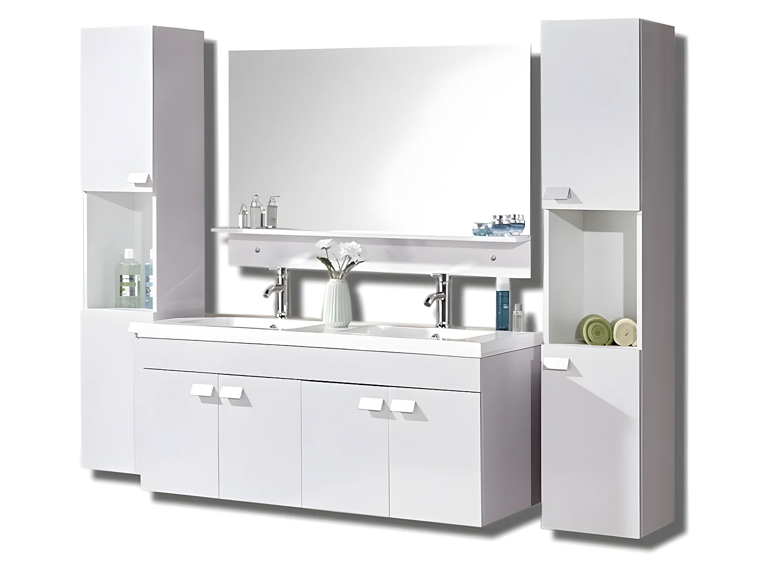 Meuble de Salle de Bain 120 cm Colonnes et Lavabos inclus – Bernice