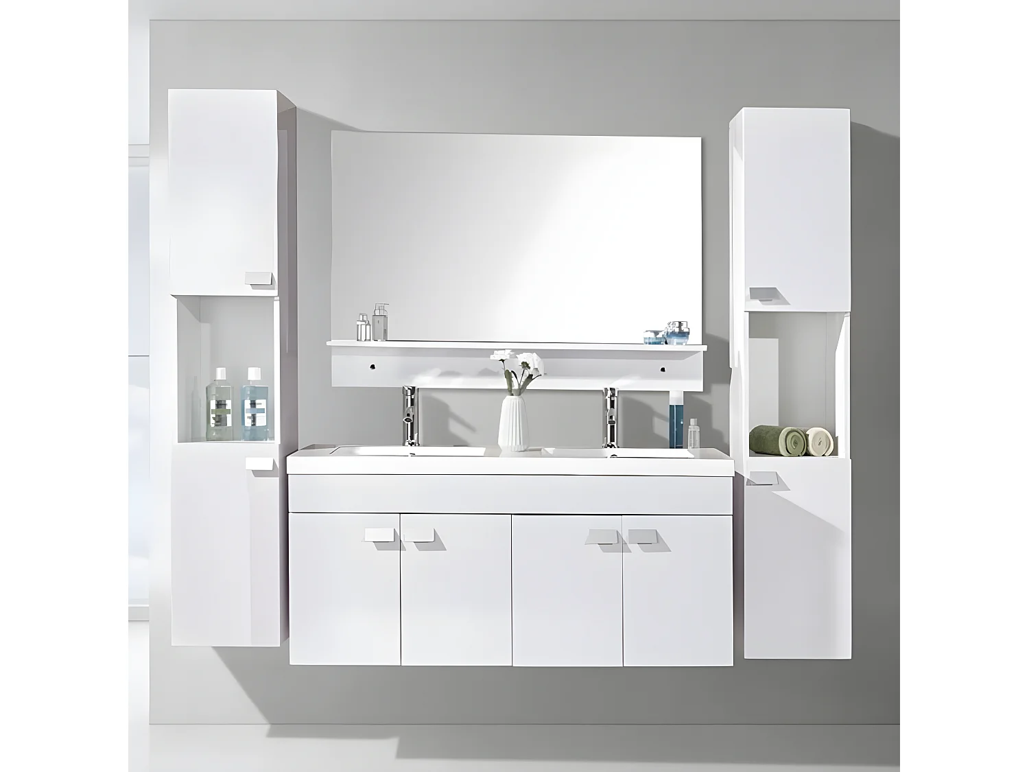 Meuble de Salle de Bain 120 cm Colonnes et Lavabos inclus – Bernice