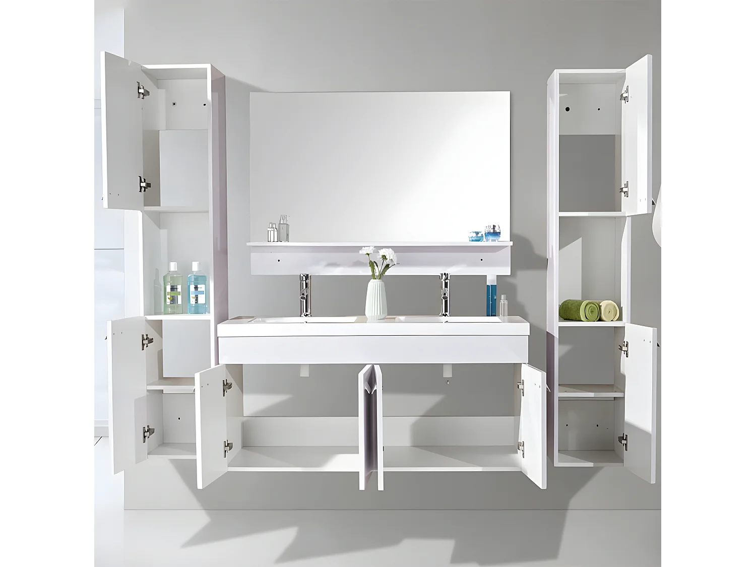 Meuble de Salle de Bain 120 cm Colonnes et Lavabos inclus – Bernice