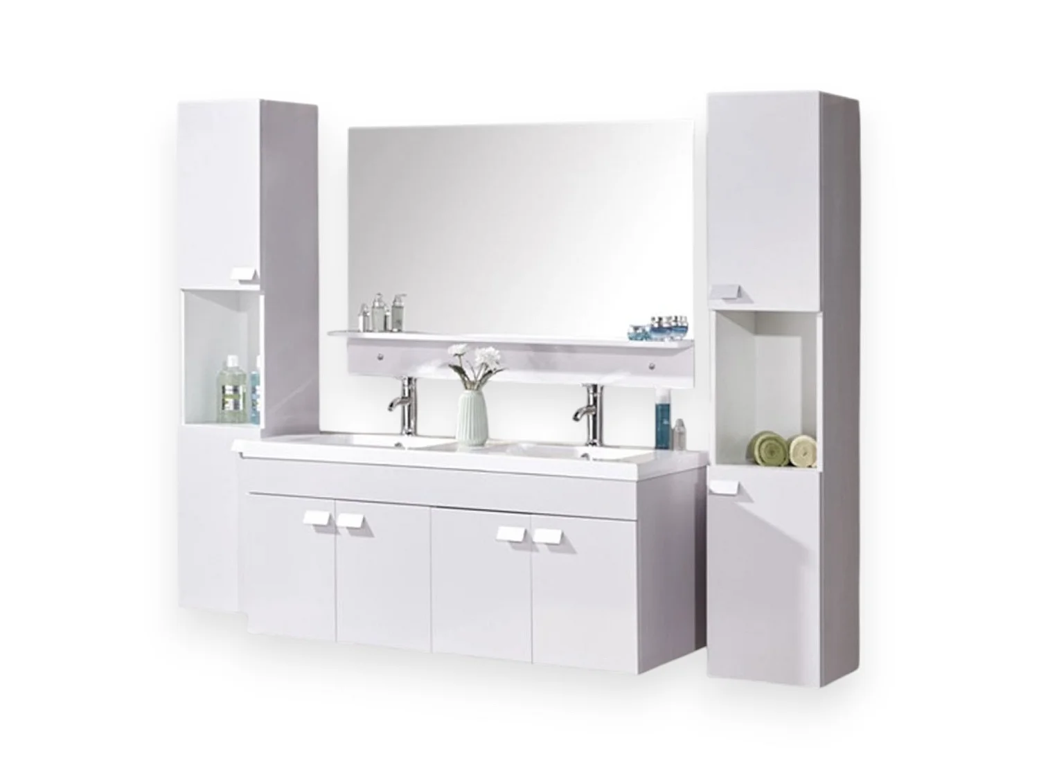 Meuble de Salle de Bain 120 cm Colonnes et Lavabos inclus – Bernice