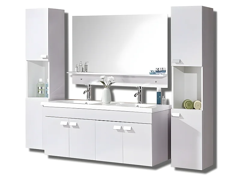 Badkamerkast 120 cm Inclusief zuilen en wastafels – Bernice