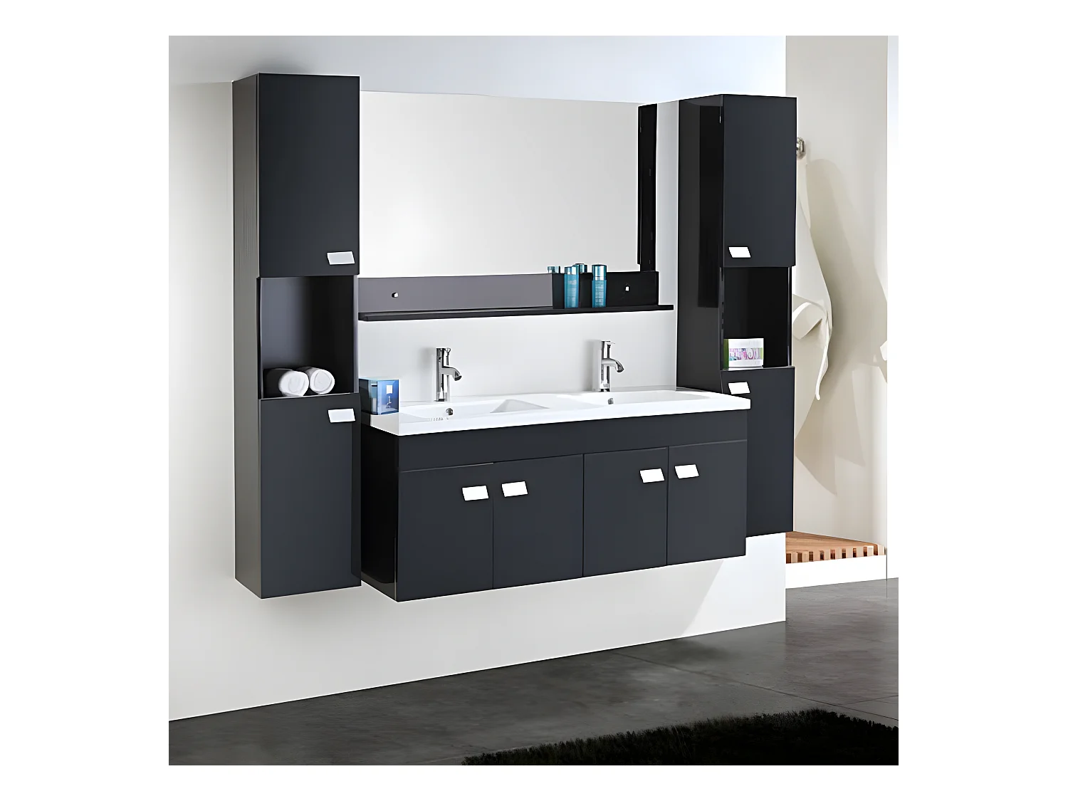 Meuble de Salle de Bain 120 cm Colonnes et Lavabos inclus – Belle