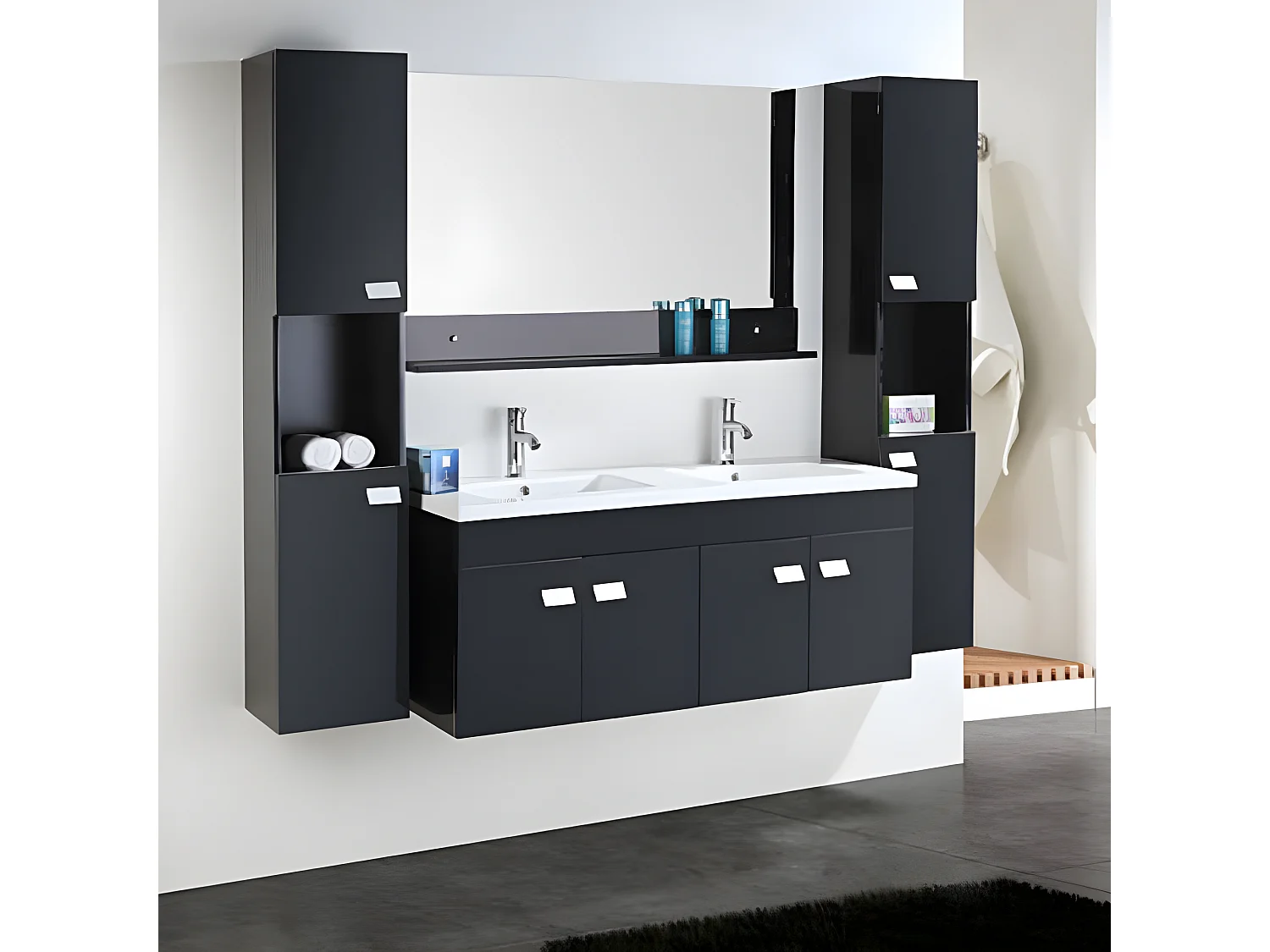 Badkamerkast 120 cm Inclusief zuilen en wastafels – Belle