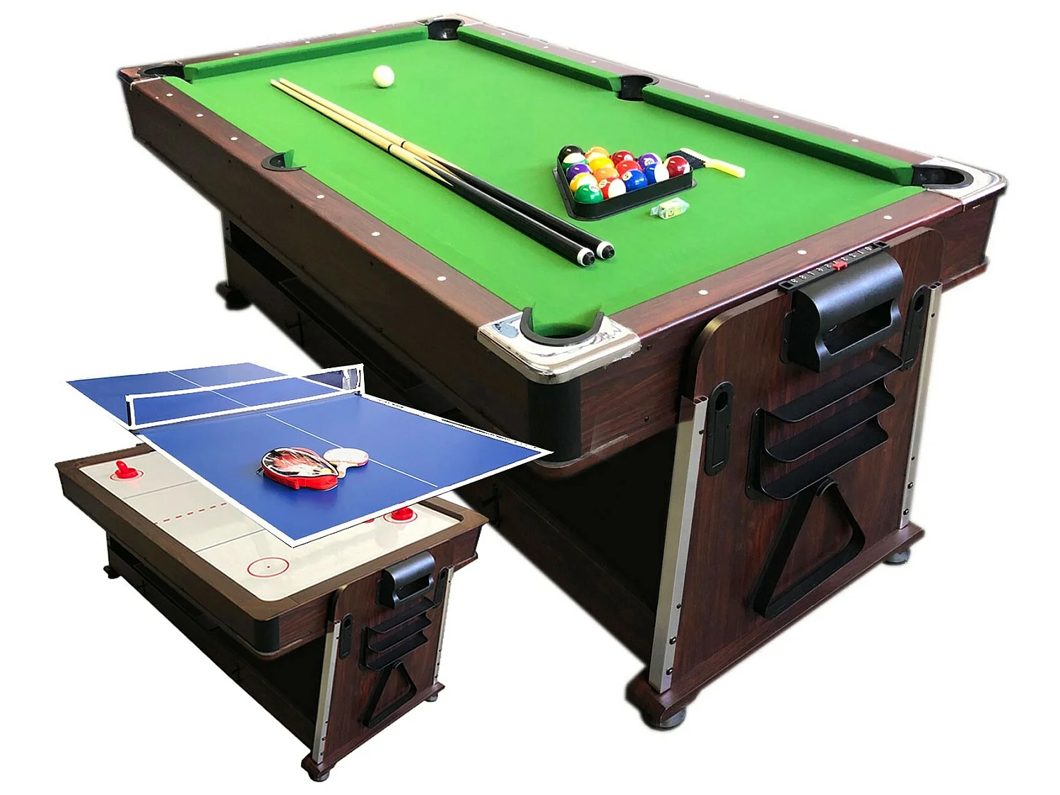 Biljarttafel 7 voet Multi-game groen Air Hockey + Tennistafel – Stark