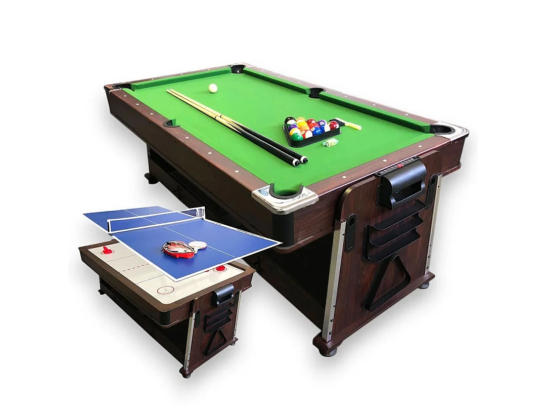 Mesa de Billar 7 pies Multijuego Verde Air Hockey + Ping Pong - Stark