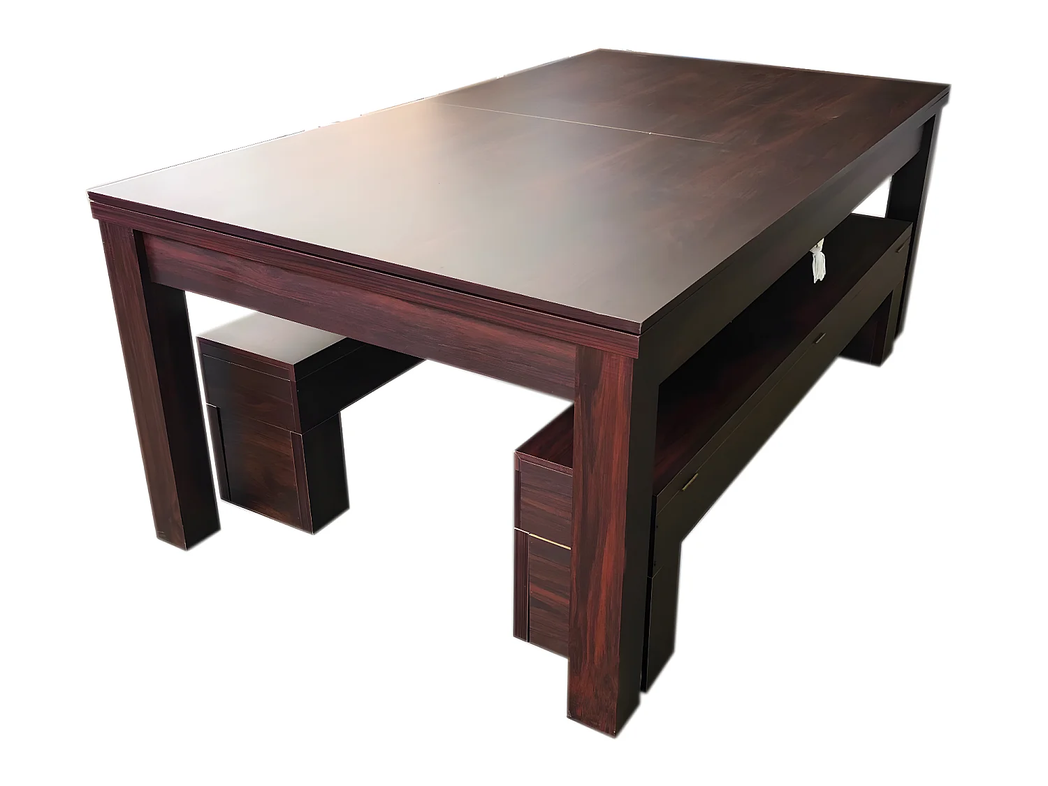 Mesa de billar verde convertible de 7 pies con bancos - Zefiro