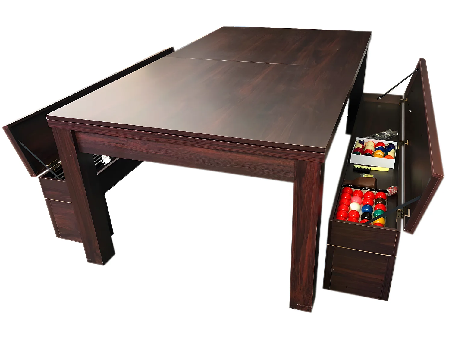 Mesa de billar verde convertible de 7 pies con bancos - Zefiro