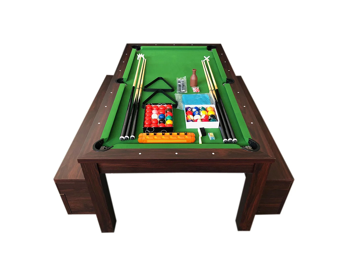 Table de billard convertible 7 pieds avec bancs de rangement – Zefiro