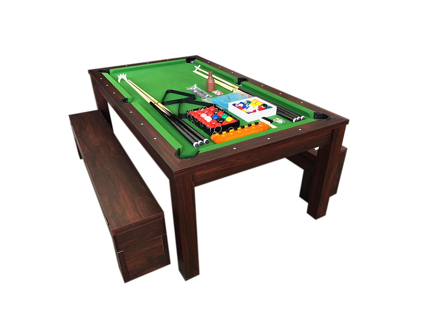 Table de billard convertible 7 pieds avec bancs de rangement – Zefiro
