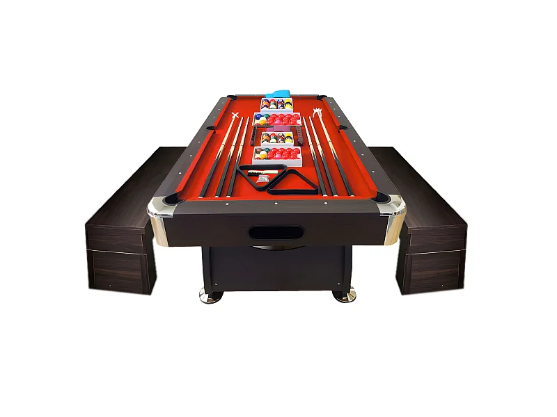 Table de Billard 8 Pieds avec banquette conteneurs – Viper Red