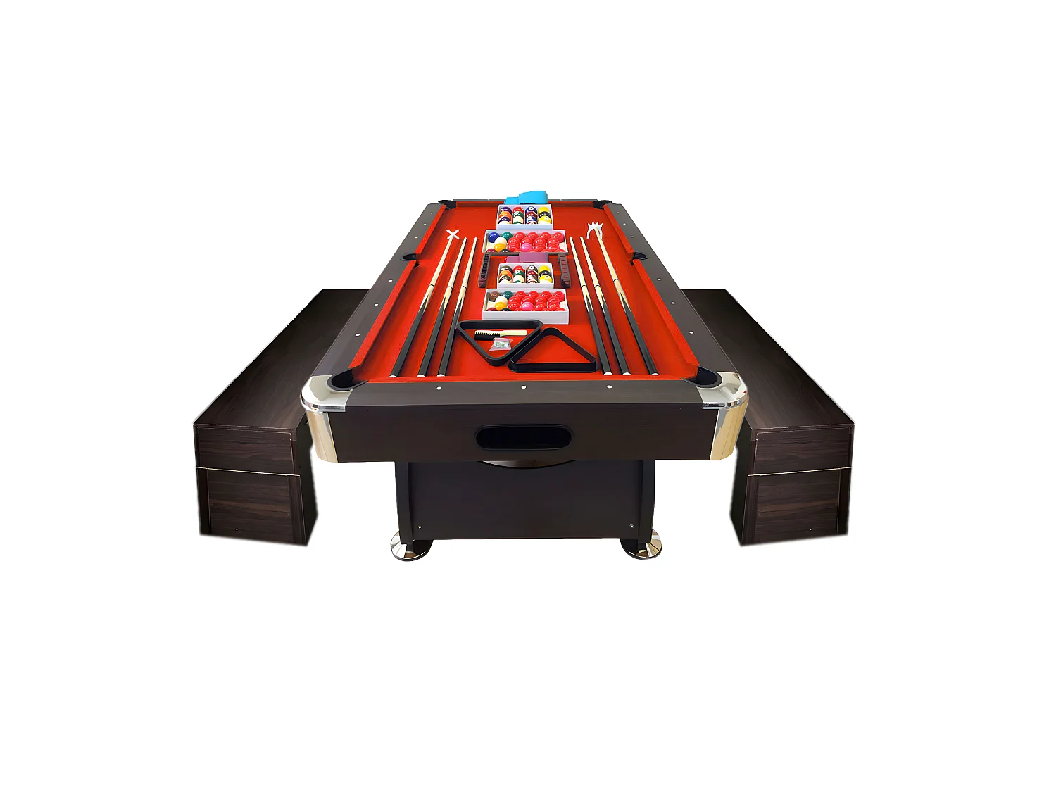 Table de Billard 8 Pieds avec banquette conteneurs – Viper Red