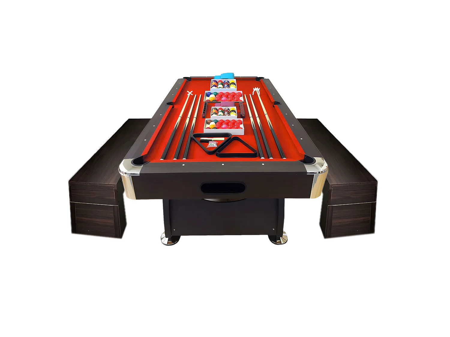 Table de Billard 8 Pieds avec banquette conteneurs – Viper Red