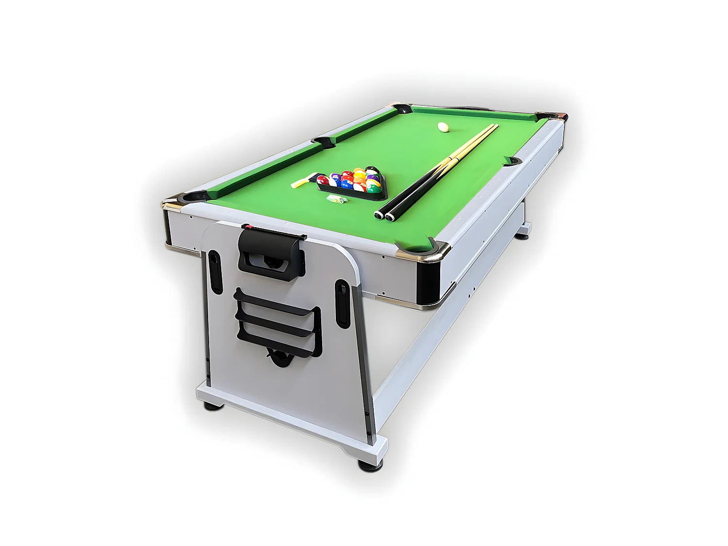 7-Fuß-Billardtisch Grün Multi-Game Airhockey + Tischtennis – Stark White