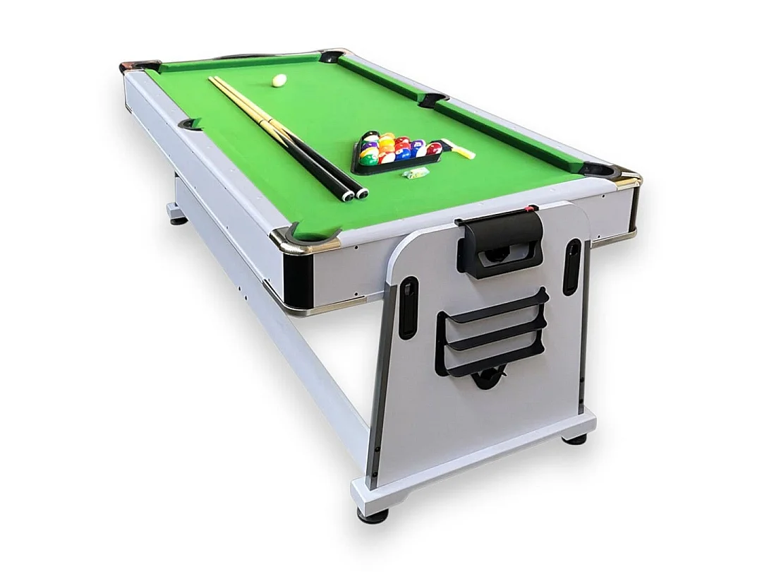 7-Fuß-Billardtisch Grün Multi-Game Airhockey + Tischtennis – Stark White