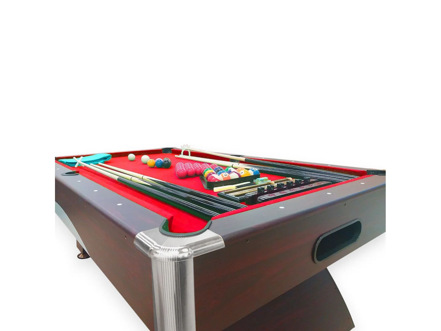 Modern 8 ft Red Pool Table with Complete Accessories Set – Thanos