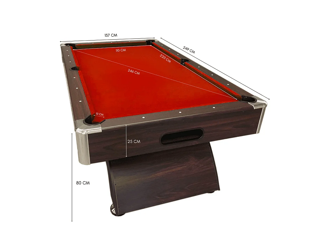 Table de Billard 8 Pieds moderne rouge avec accessoires complets – Thanos
