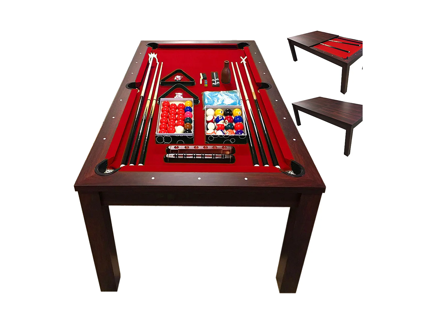 Biljarttafel 7 voet rode om te bouwen tot tafel – Estia
