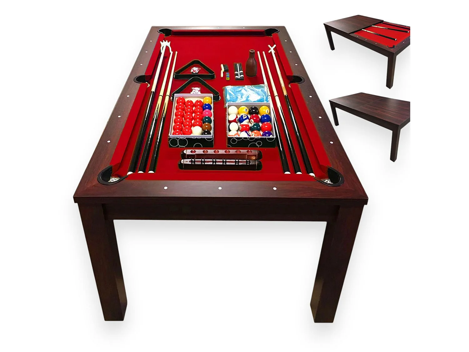 Convertible 7 ft Pool Dining Table red  – Estia