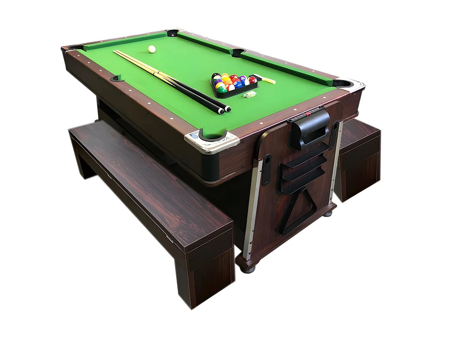 Table de Billard 7 pieds Multi-jeux vert Air Hockey + Table de Tennis – Stark avec Bancs