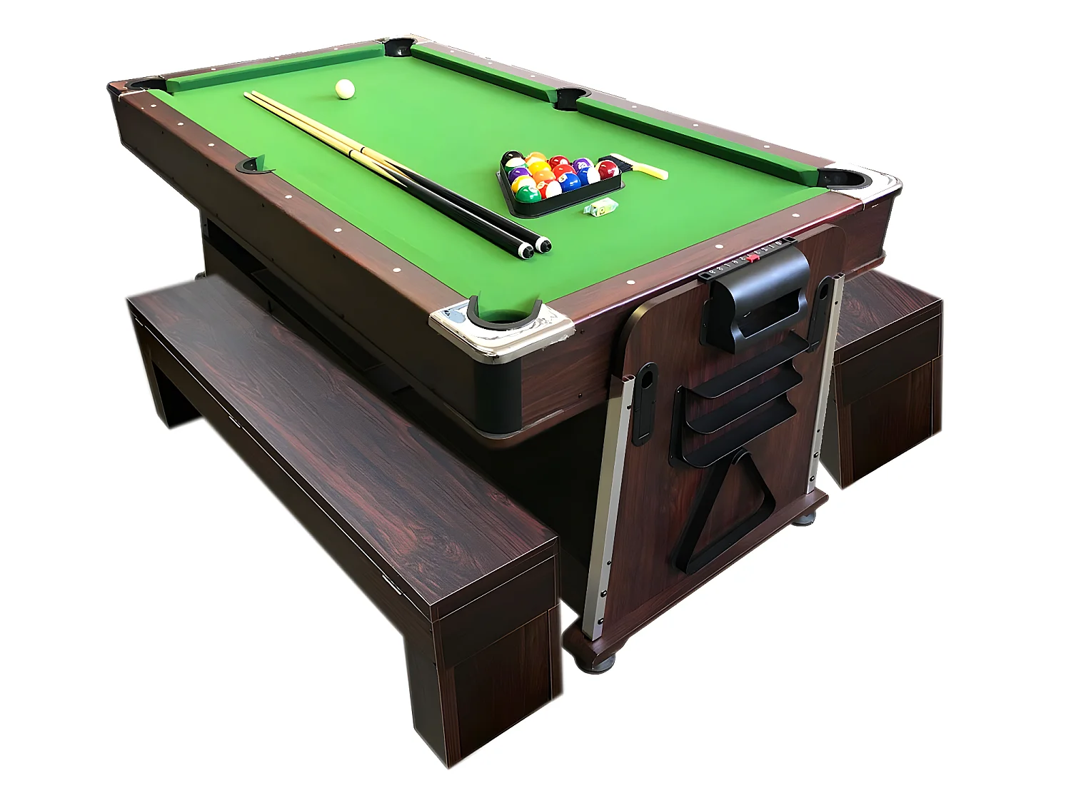 Tavolo da biliardo 7 piedi Multi-gioco verde Air Hockey + Ping pong – Stark con panche