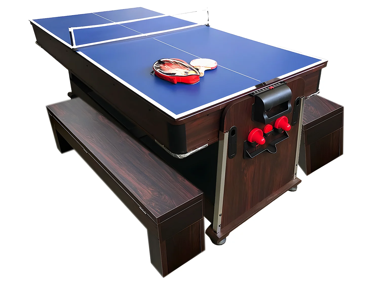 Tavolo da biliardo 7 piedi Multi-gioco verde Air Hockey + Ping pong – Stark con panche