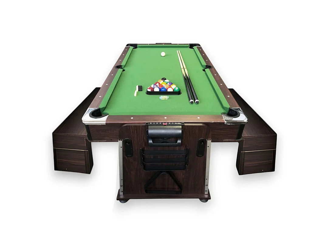 Biljarttafel 7 voet Multi-game groen Air Hockey + Tennistafel – Stark met banken