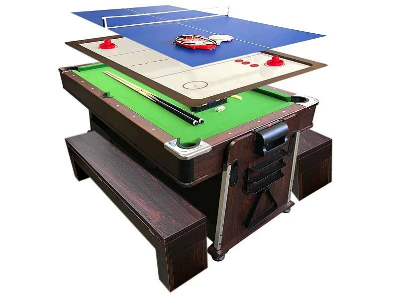 Mesa de bilhar 7 pés multijogo verde air hockey + ping pong - Stark com Bancos