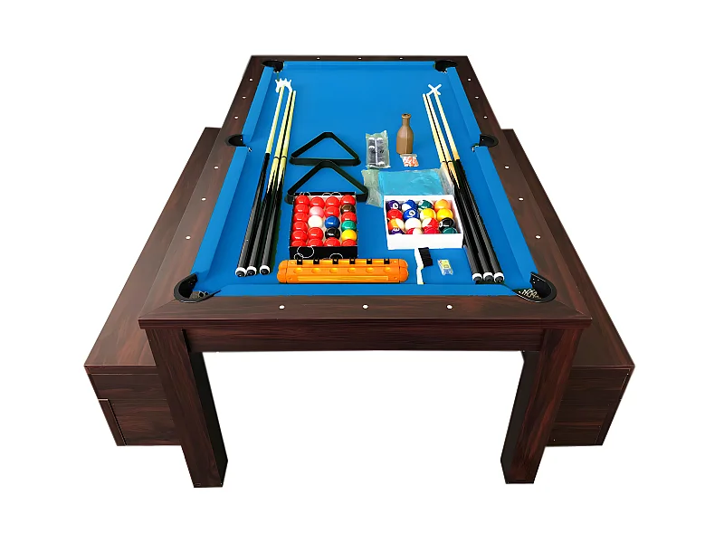 7-Fuß Billardtisch blauer der zum Tisch wird mit Stauraumbänken – Theti