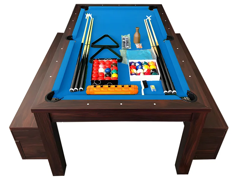 7-Fuß Billardtisch blauer der zum Tisch wird mit Stauraumbänken – Theti