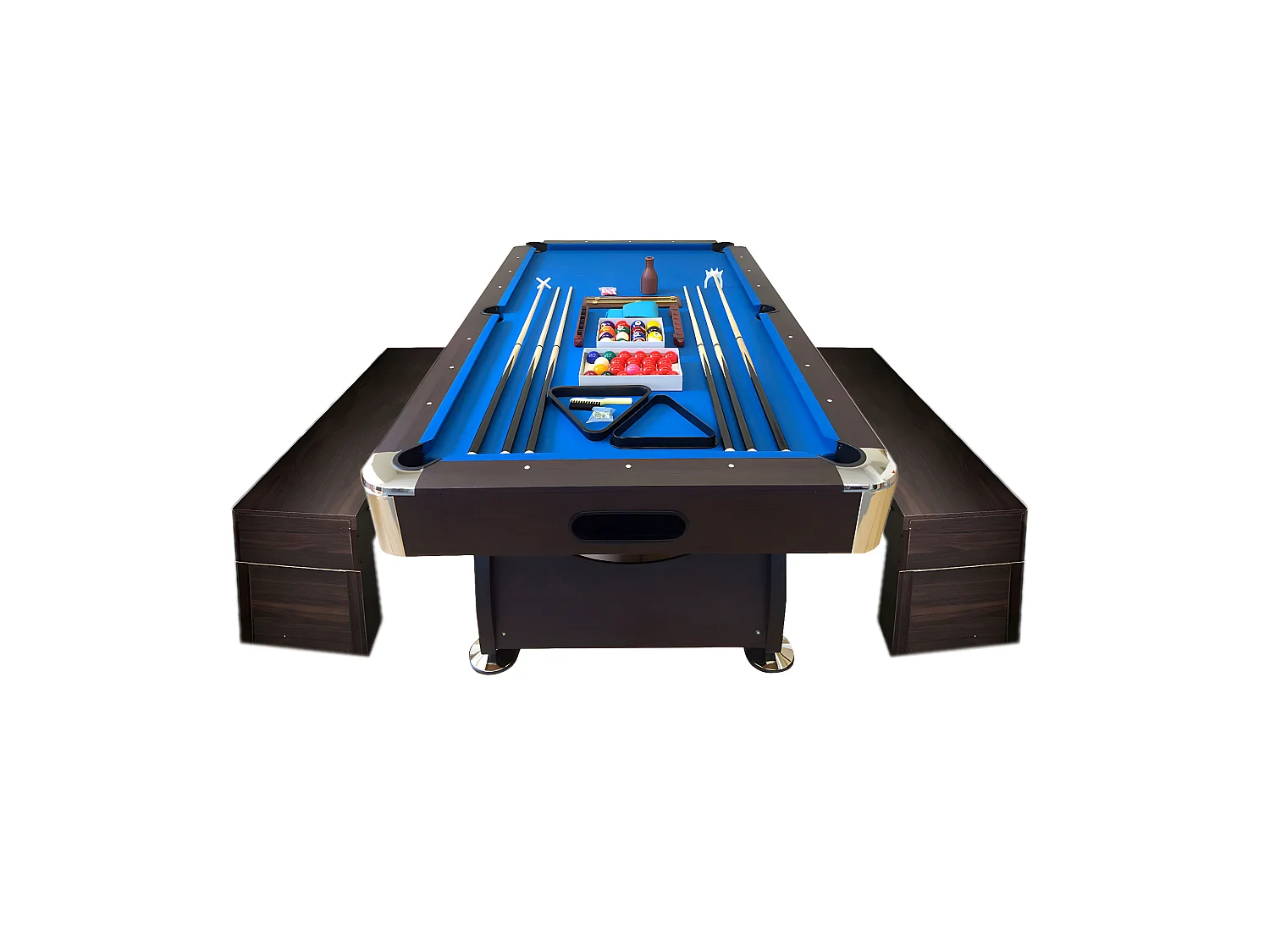 8-Fuß-Billardtisch mit Stauraumbänken – Viper Blue